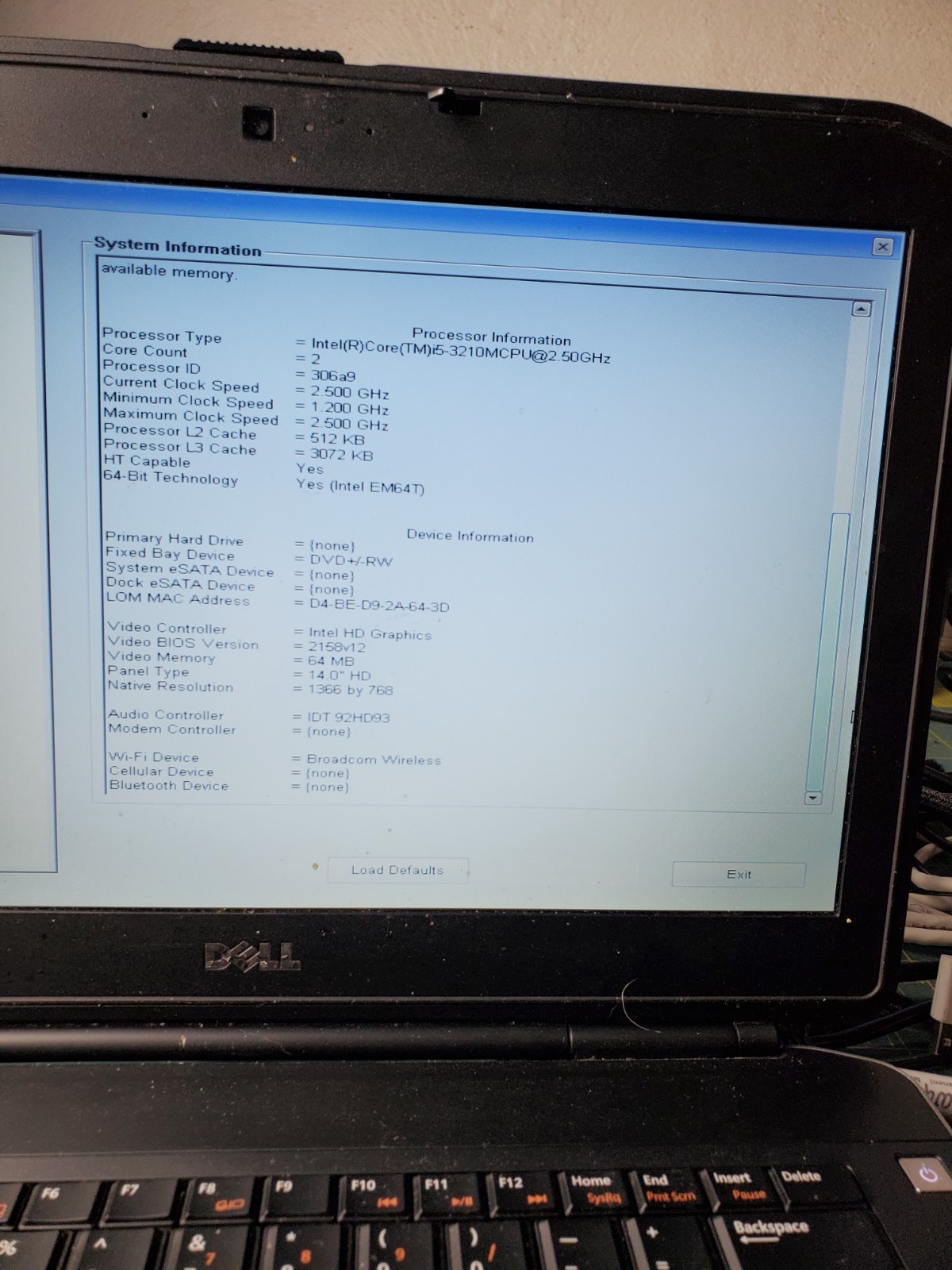 Dell Latitude E5430 i5-3210M Parts Repair No Drive Missing Cover