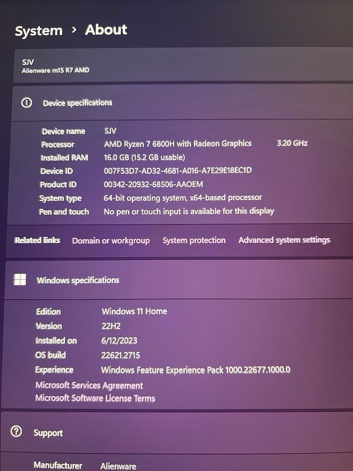 New! Alienware M15 R7 15.6″ QHD 240Hz i7-12700H 16GB RTX 3060 512G Gaming Laptop