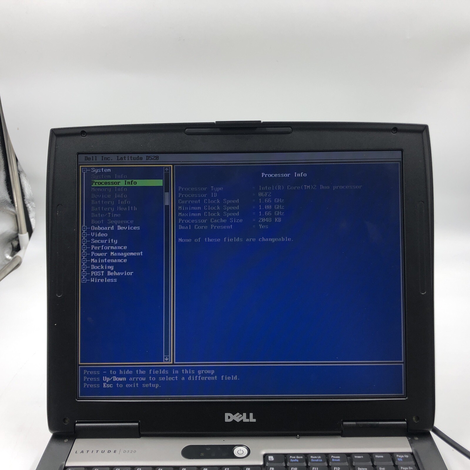 Dell Latitude D520 Intel Core 2 Duo 06F2 1.66GHZ 1GB NO HDD/OS Bad Battery PARTS