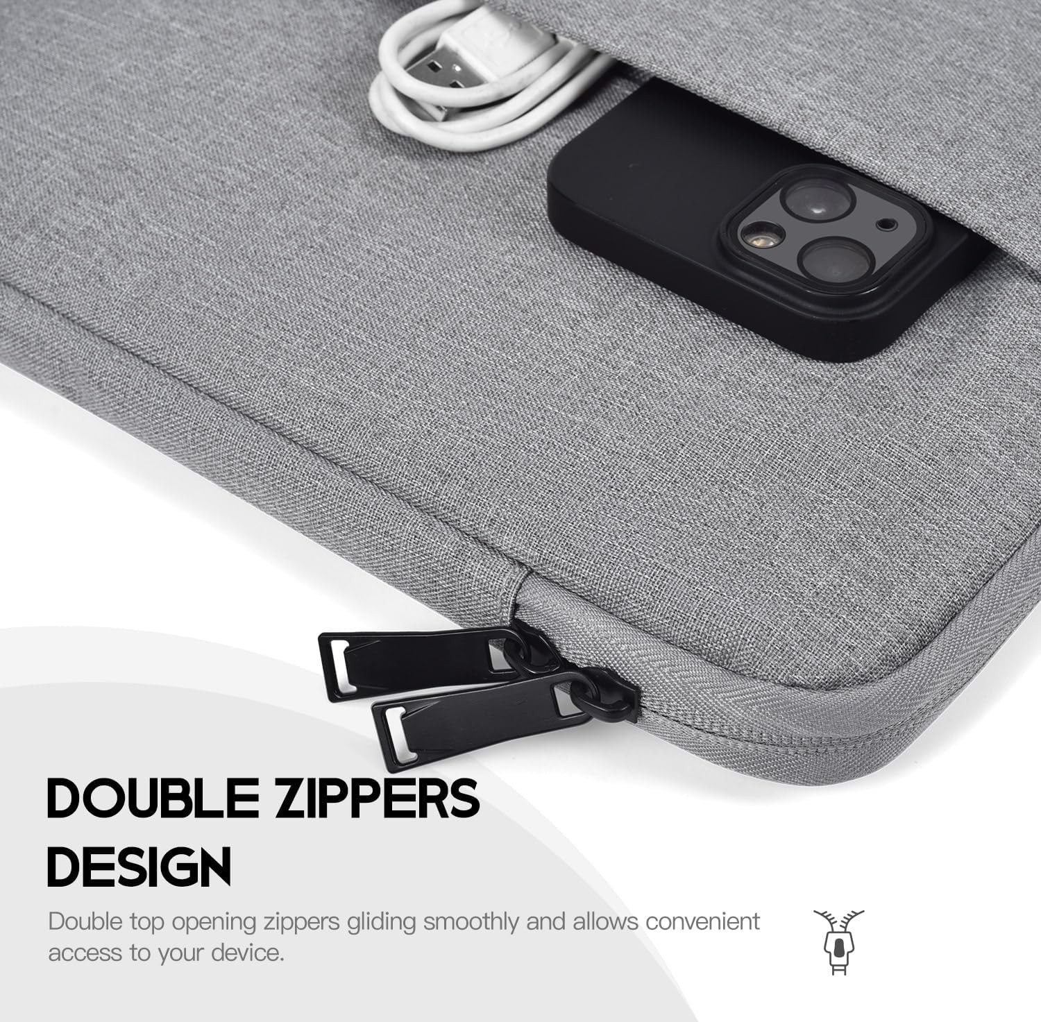 Padded Water Resistant Sleeve for 15.6-16.1 Inch Portable Monitors, Protective C