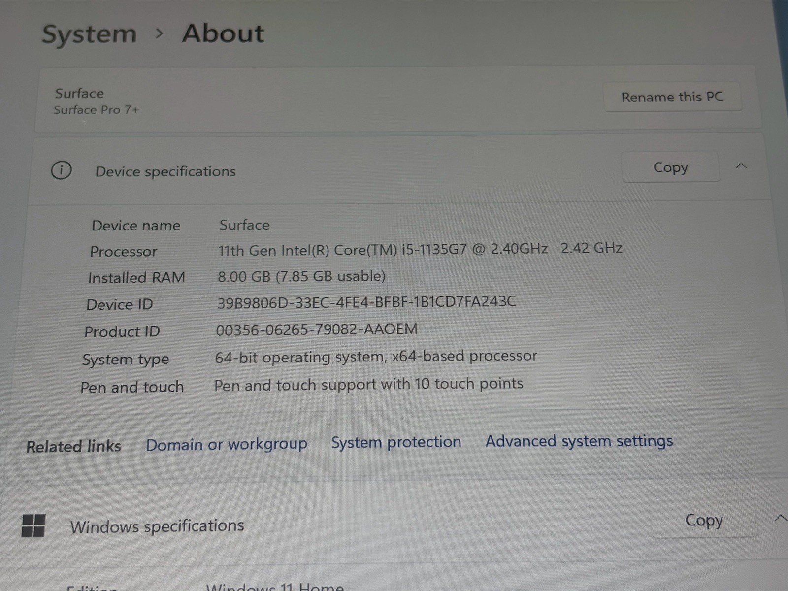Microsoft Surface Pro 7+ 12.3″ – i5 2.40GHz/8GB/128GB w/Type Cover