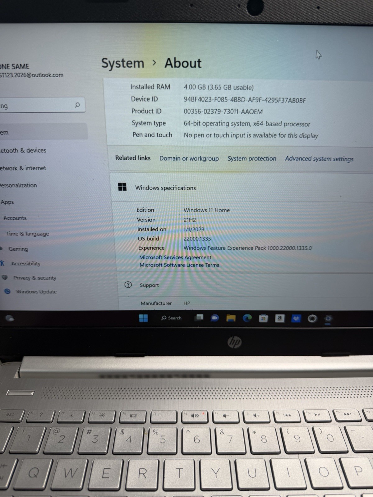HP Laptop AMD Athlon Silver 3050U 4GB RAM Windows 11 – Fully Working