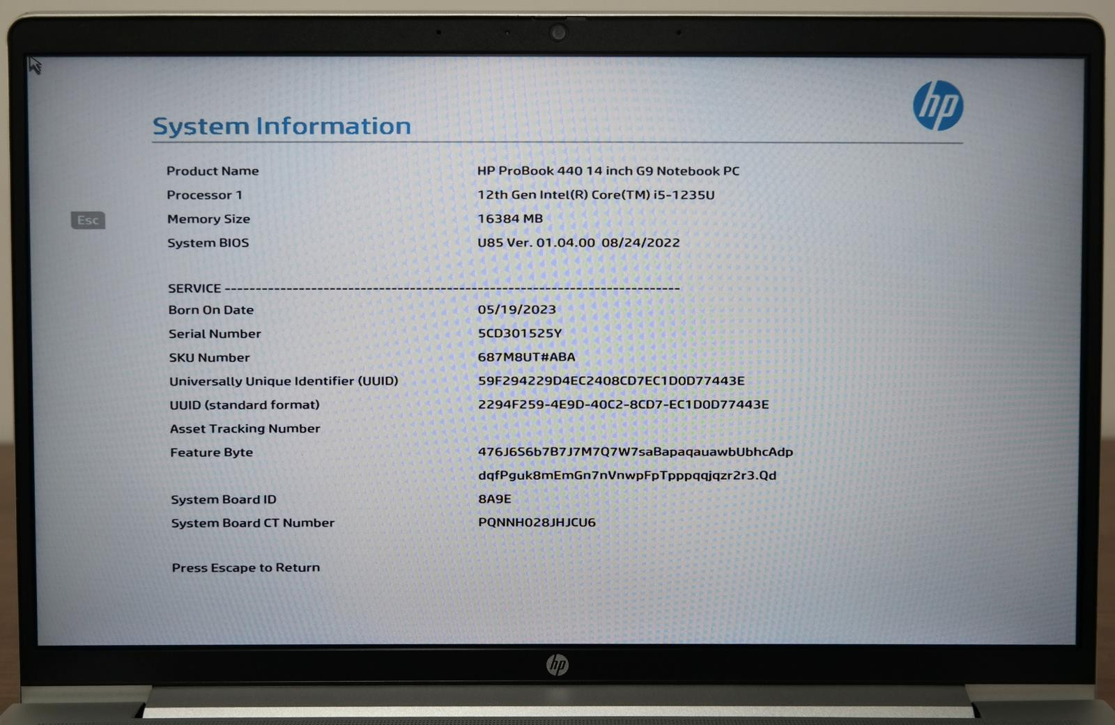 HP ProBook 440 G9 i5-1235U 1.30GHz 16GB RAM 256GB SSD 14in FHD NO OS + CHARGER !
