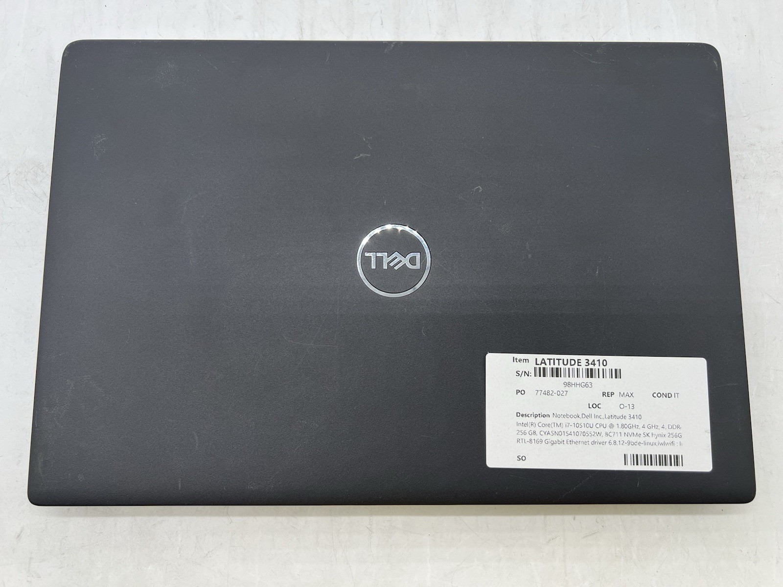 Dell Latitude 3410, i7-10510U CPU, @ 1.80GHz, 8GB RAM, 256GB NVMe-No OS/Charger