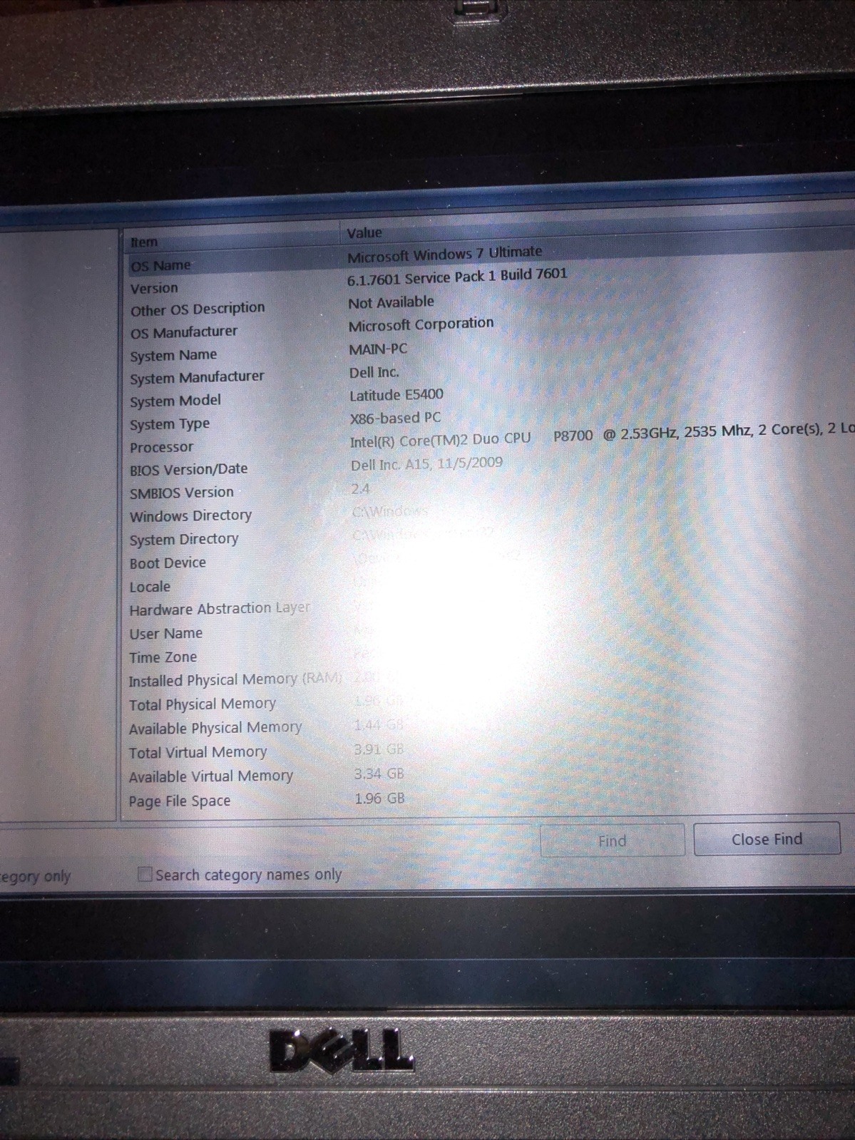 Dell Latitude E5400 Laptop Core 2 Duo CPU P8700 2.53GHz 2 GB RAM Tarsus Case