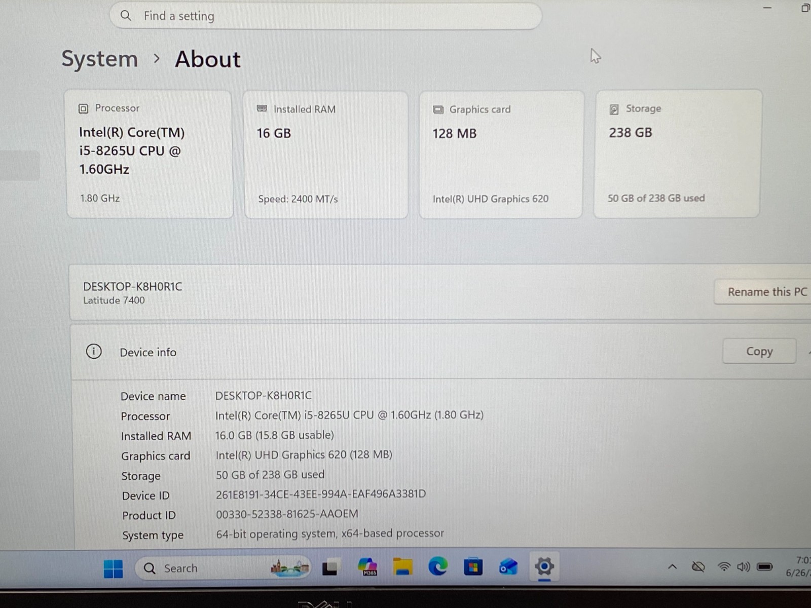 6 LOT DELLLATITUDE 7400 TOUCHSCREEN i5-8265U 16GBRAM 256GB SSD WINDOWS11+CHARGER