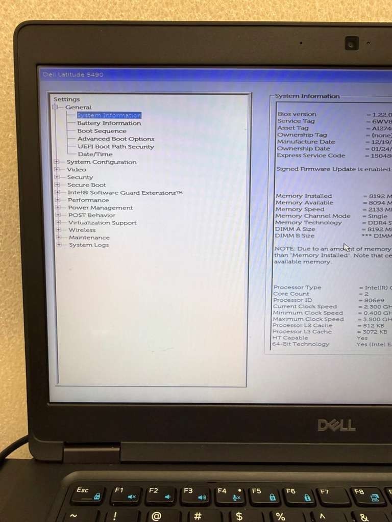 Dell Latitude 5490 14″ i5-7th Gen 8GB Ram No Drive No Battery