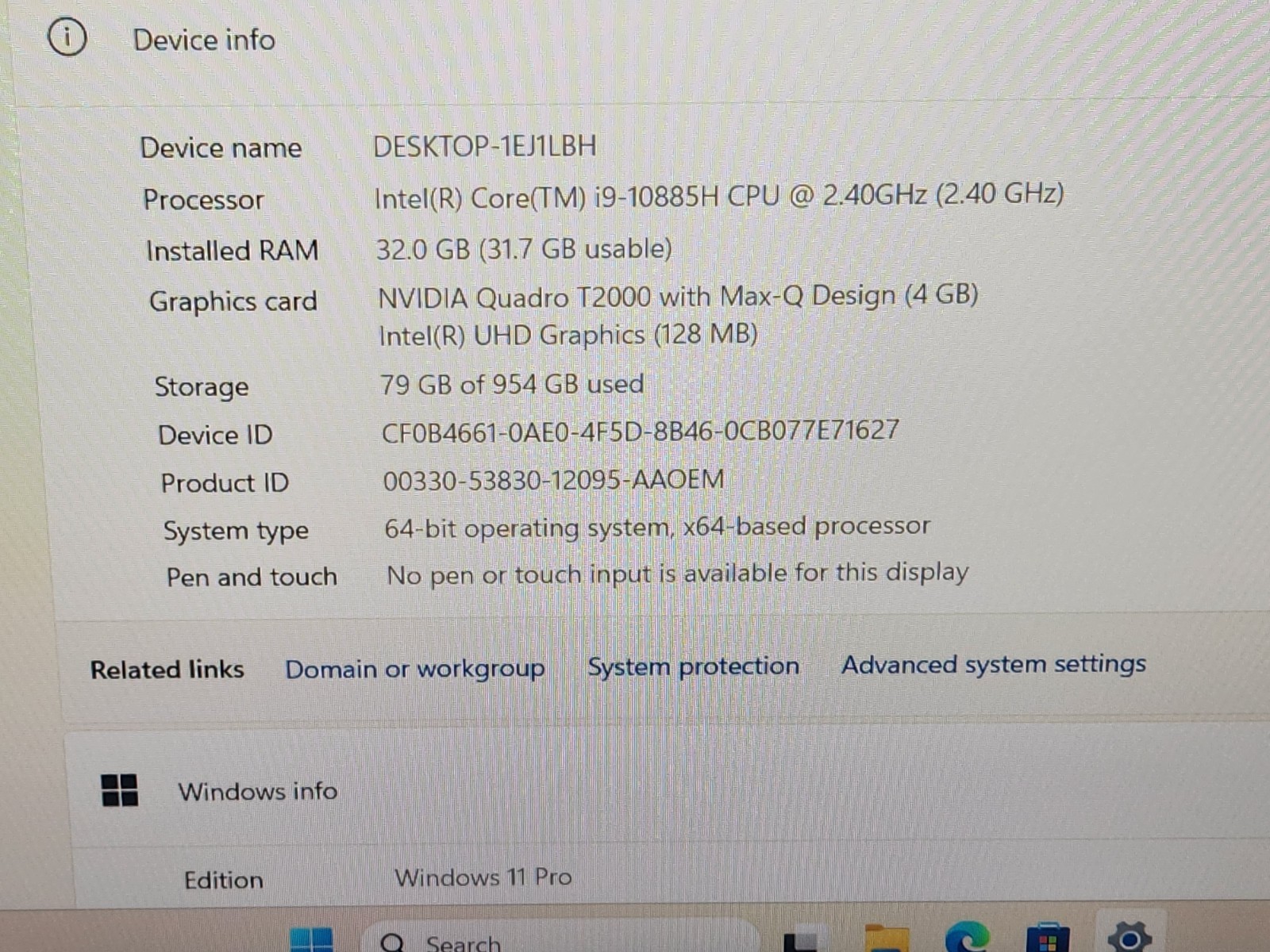 Lenovo ThinkPad P1 Gen 3 15.6″ FHD i9-10885H 32GB 1TB SSD Quadro T2000 GREAT ~