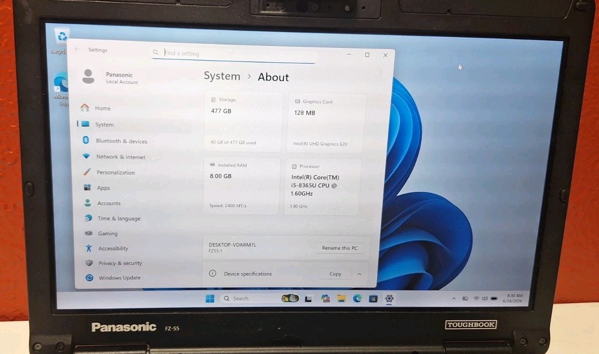Panasonic FZ-55 Toughbook i5-8365U 8G 512GB SSD W11P Bios Locked Touchscreen #13