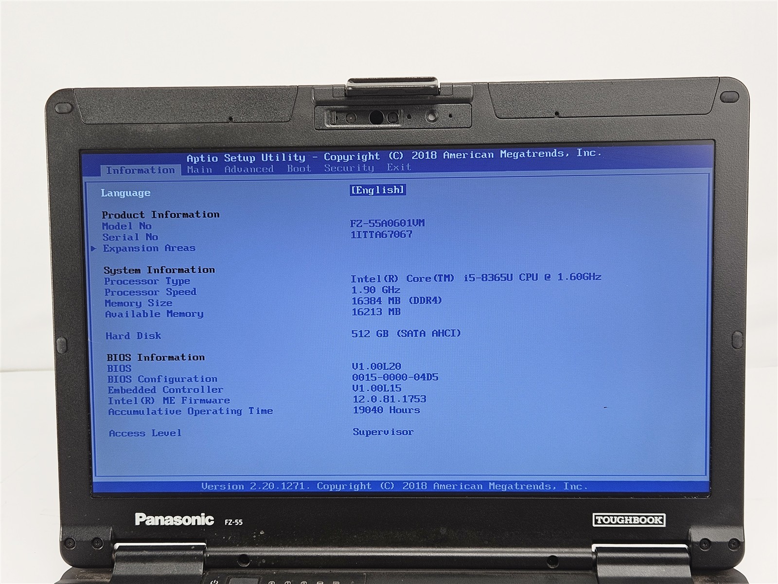 Panasonic 14″ Toughbook FZ-55 MK1 i5-8365U 16GB RAM 512GB SSD No OS