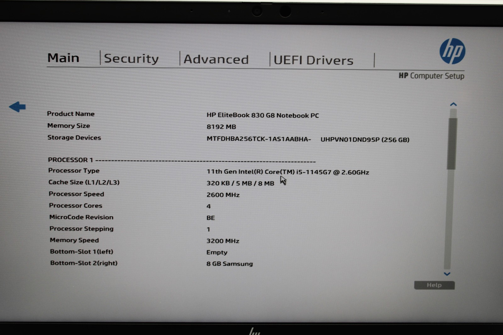 HP EliteBook 830 G8 _ i5-1145G7 @ 2.6 GHz _ 8GB RAM _ 256GB SSD _ W11H