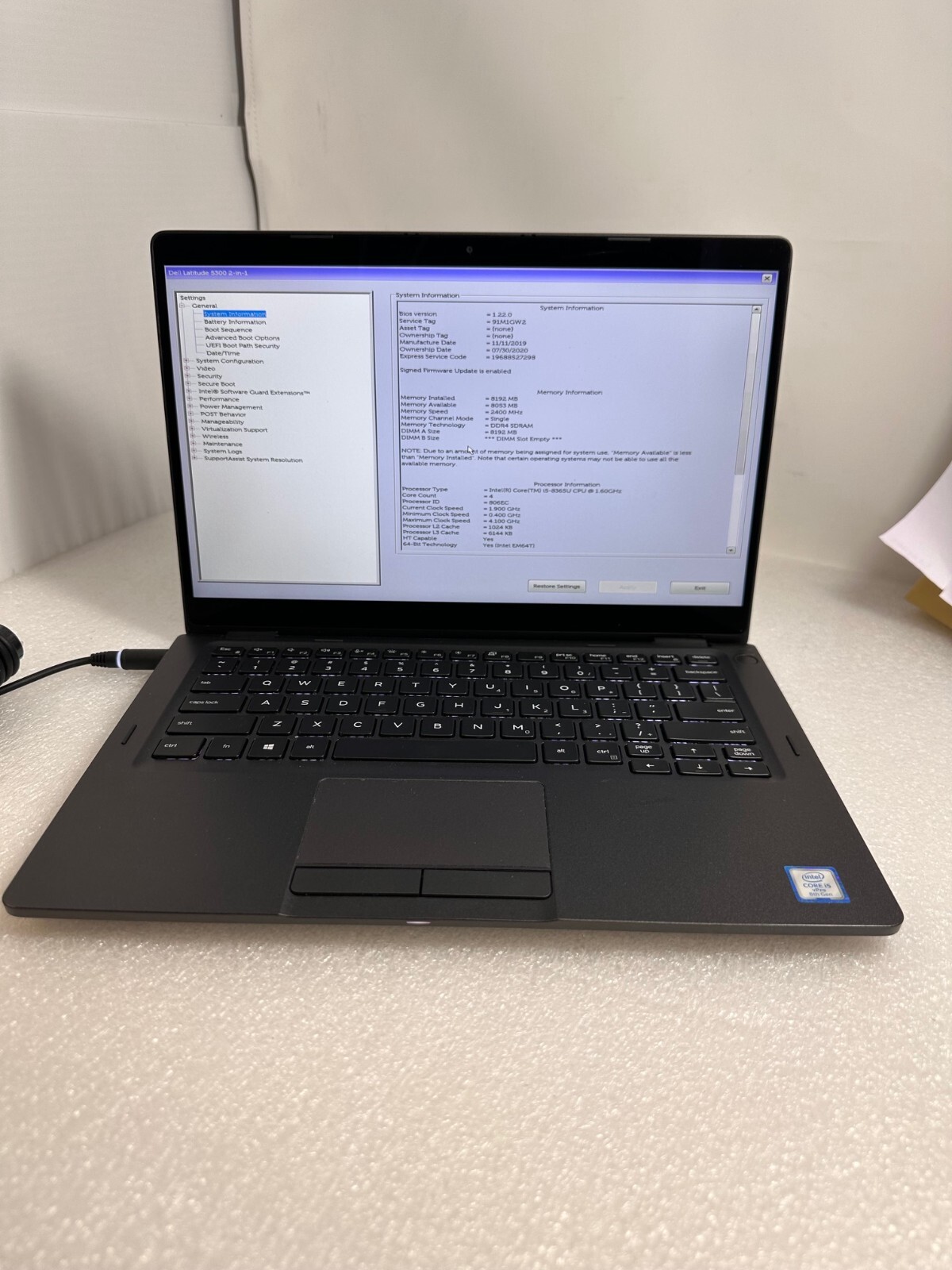 Dell Latitude 5300 2-in-1 13.3″ Intel Core i5-8365U 8gb ram 256gb PCIe