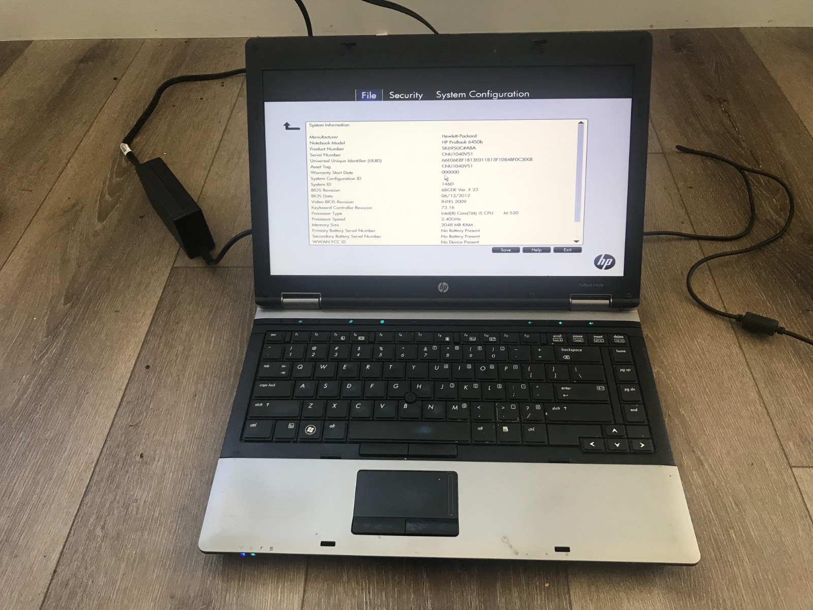 HP ProBook 6450b 14″ Intel Core i5 M 520 2.40GHz 2GB RAM 320B HDD No OS
