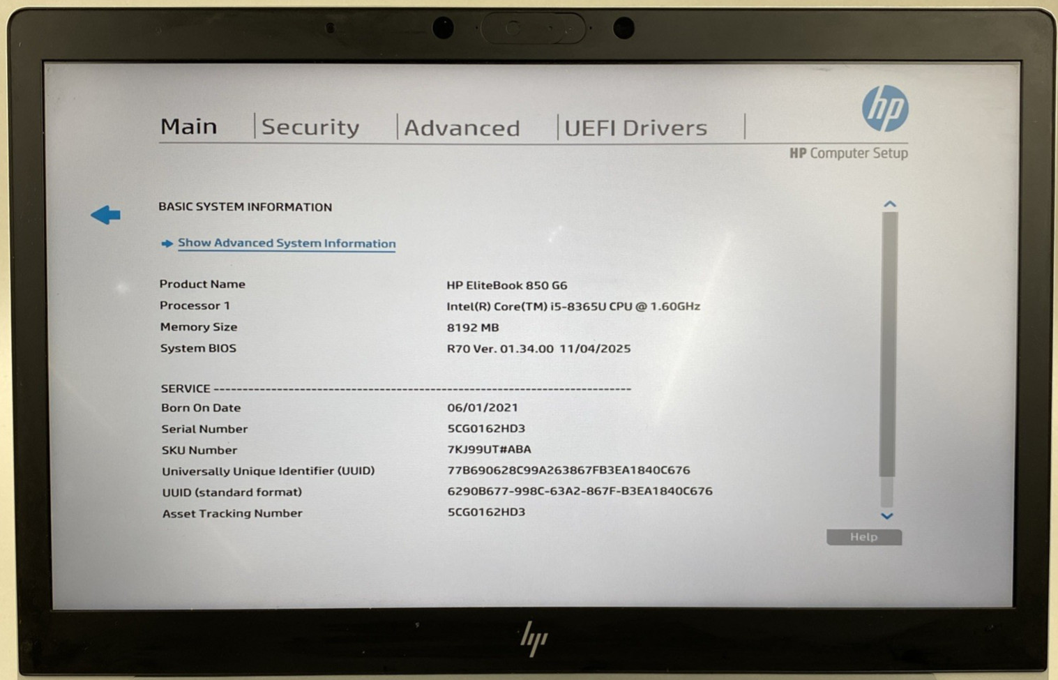 HP EliteBook 850 G6 Core i5-8365U 1.60GHz 8GB RAM 15.6″ No HDD/OS – Heat Spots