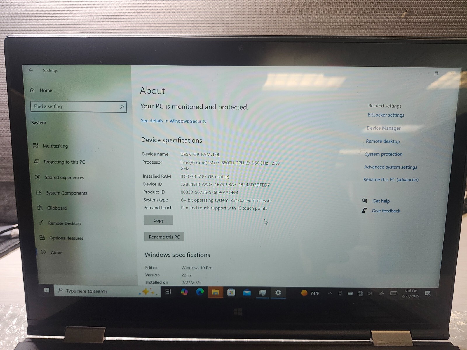 Lenovo ThinkPad X1 Yoga 1st Gen | i7-6500U | 8GB RAM | 120GB SSD | Win 10 Pro