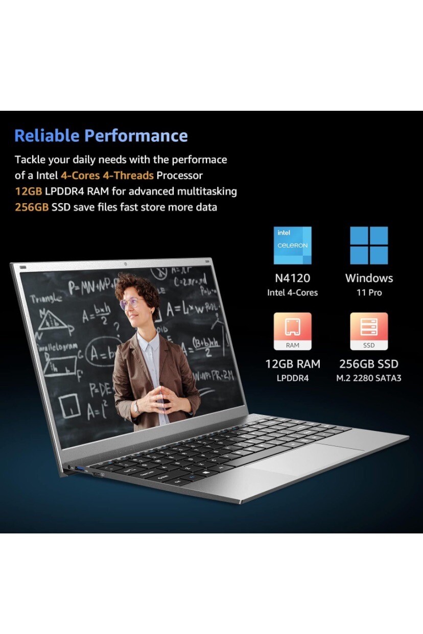 Tulasi Laptop Computer, 12GB RAM,512GB SSD,Intel Quad-Core Processor up to2.7GH