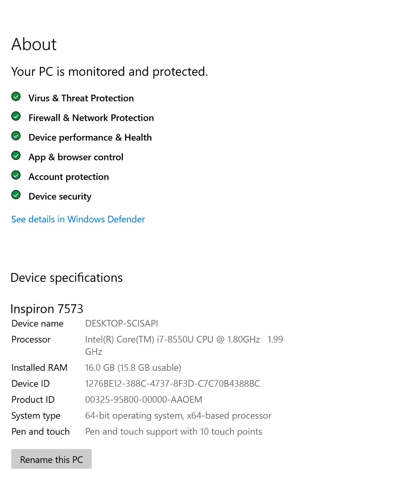 Dell Inspiron 15 7000 15.6 inch (256GB, Intel Core i7 8th Gen., 1.80GHZ,…