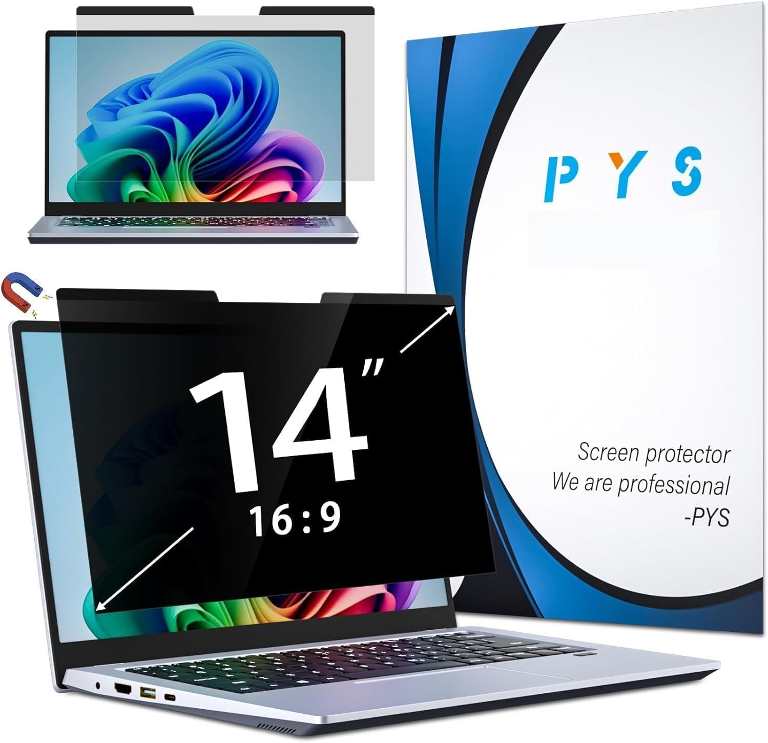 Magnetic Laptop Privacy Screen 14 Inch 16:9 – Anti-Blue Light, Anti-Glare Filter