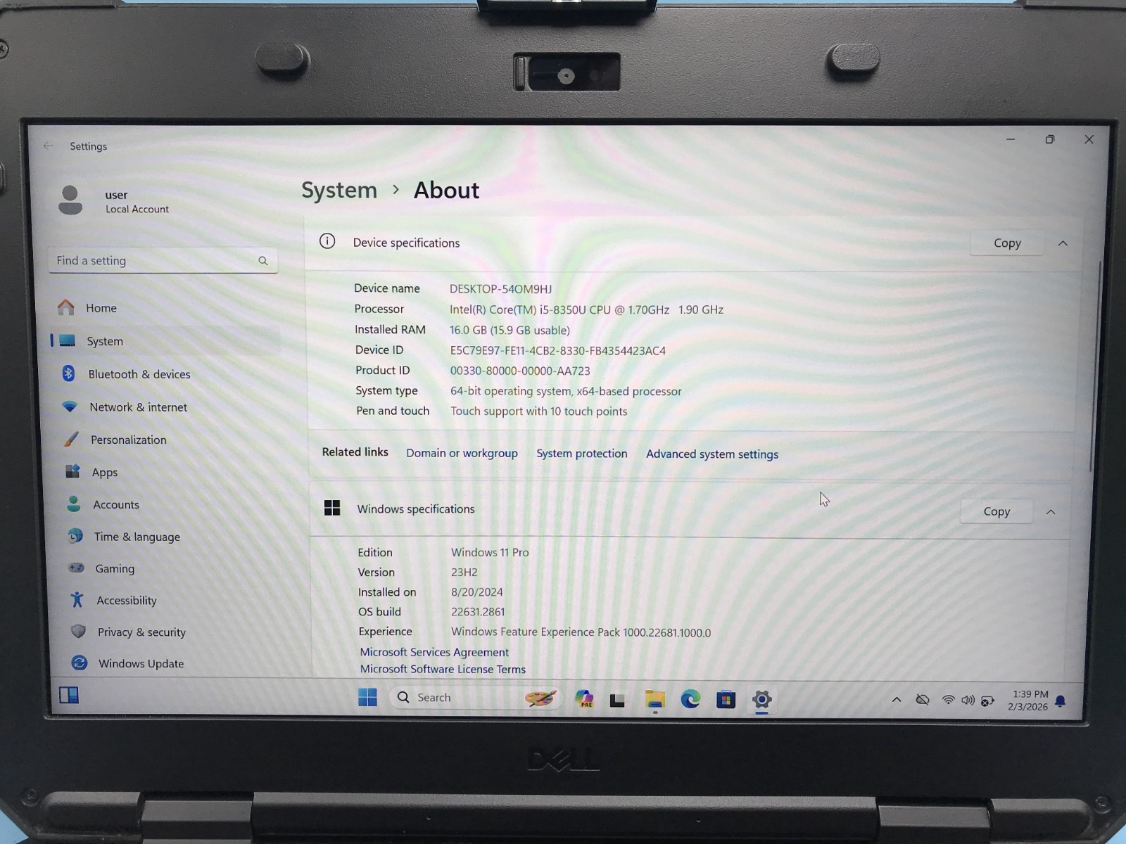 Dell Latitude 5424 Rugged 14″ Touch Core i5-8350U 1.70GHZ 16GB RAM 256GB SSD