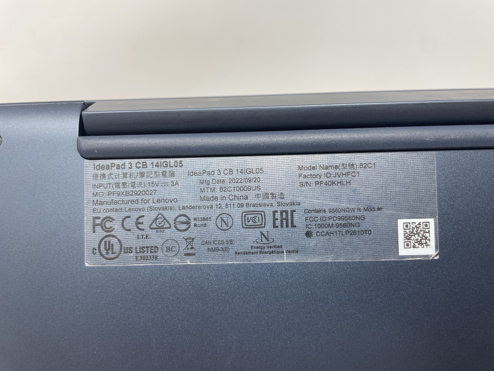 Broken Lenovo IdeaPad 3 CB 14IGL05 14″ Chromebook Intel N Blue Wi-Fi Webcam