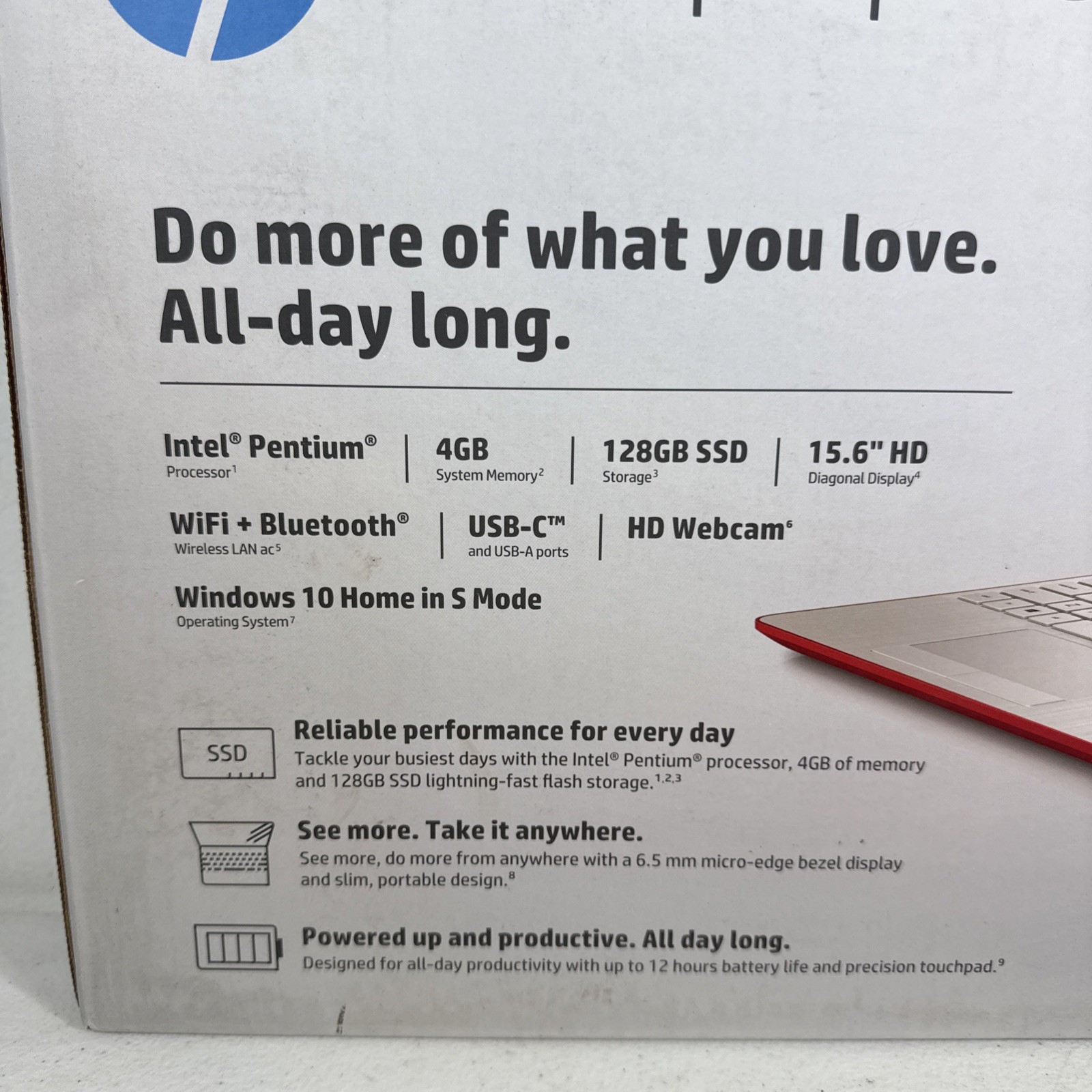 HP 15-Red Laptop 15.6” Intel Pentium Silver N5030 4GB RAM 128GB SSD DW0083WM