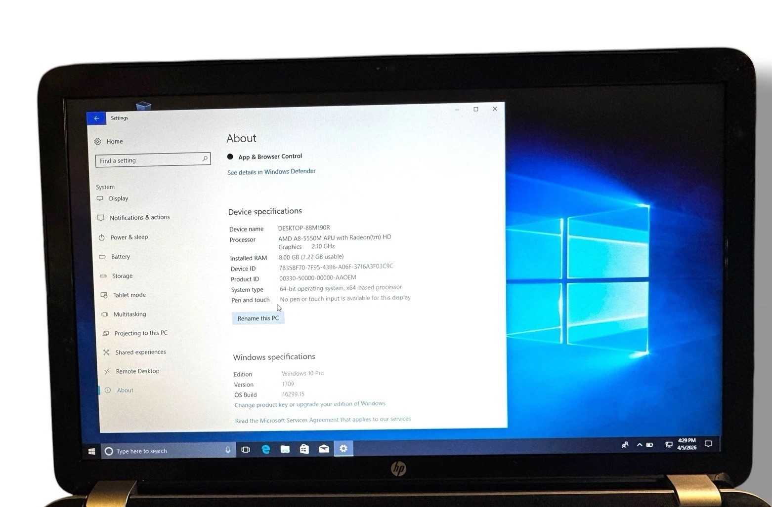 HP Pavilion 17 Laptop 17” AMD A8-5550M 8GB 750GB HDD READ