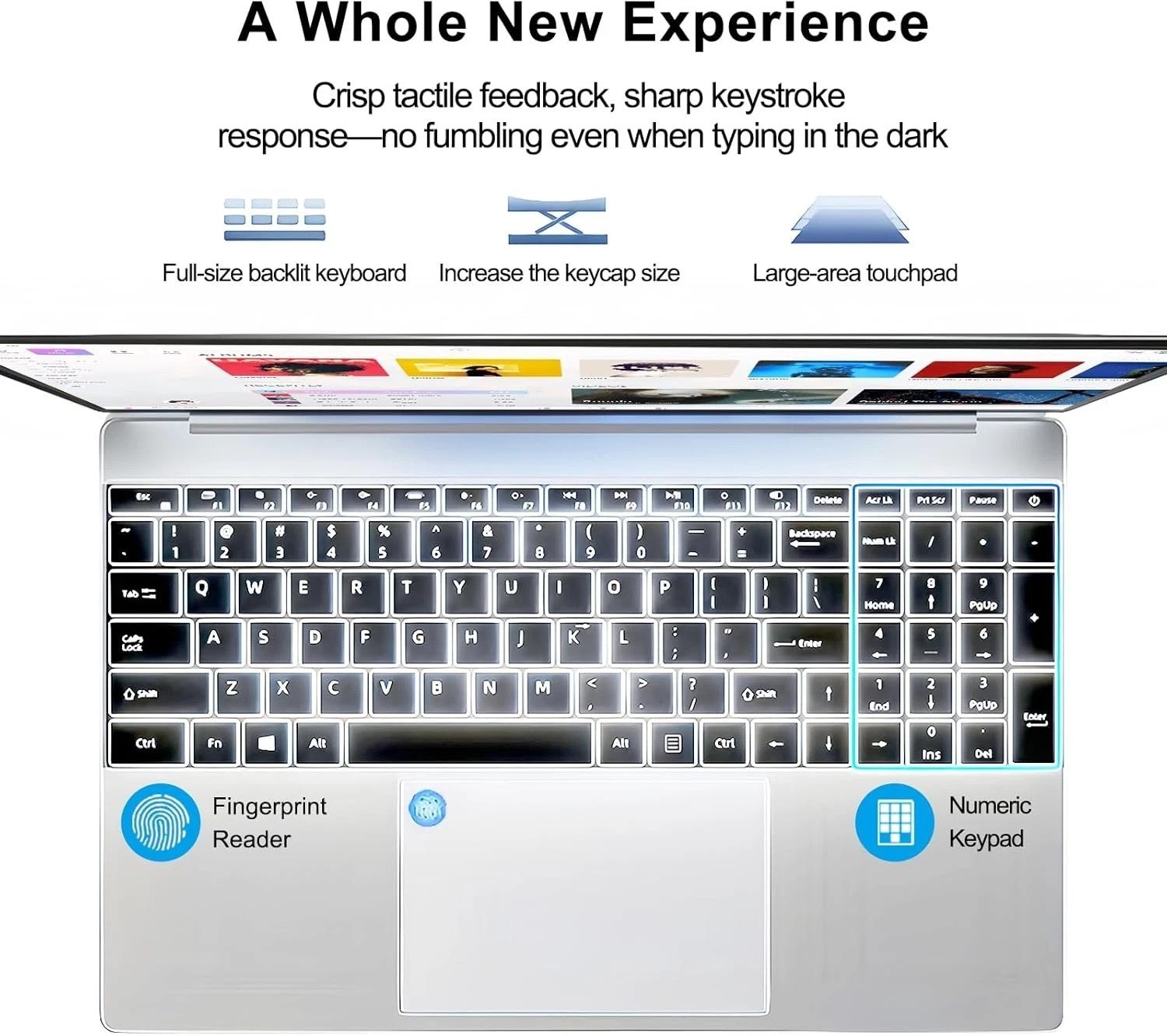 Portable 15.6 Inch FHD Laptop, 8GB RAM, SSD, Fingerprint Reader, Windows 11