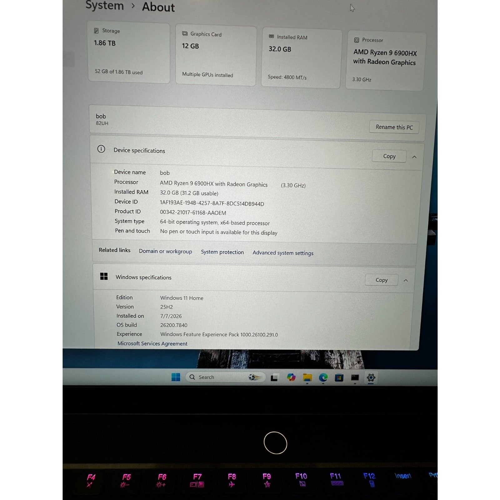 Lenovo Legion 7 16ARHA7 Ryzen 9 6900HX 32GB 2TB RX 6850M XT 16″