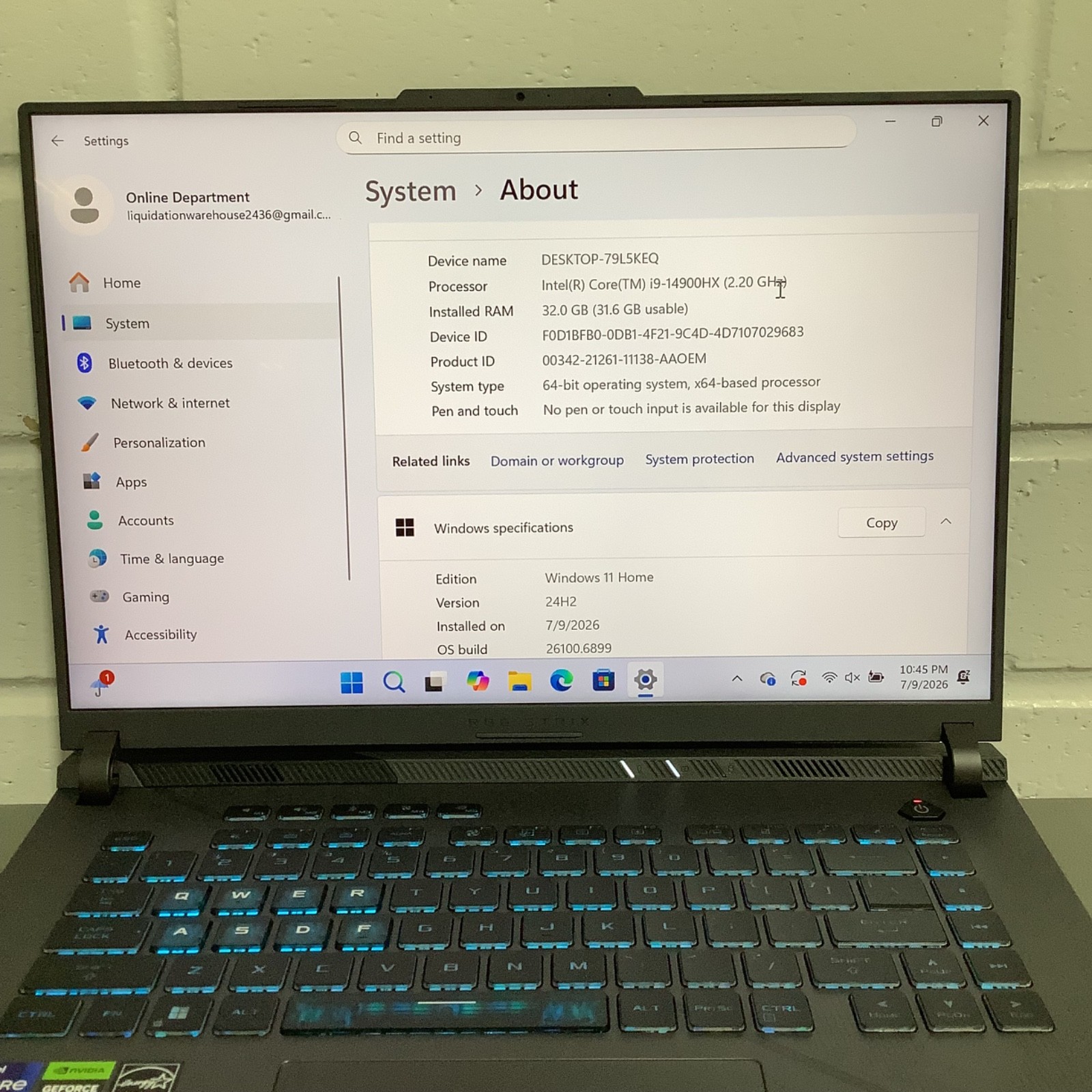Asus ROG Strix G16 Laptop- (G614J) 13th Gen Core i9 32GB RAM 1TB SSD 8GB