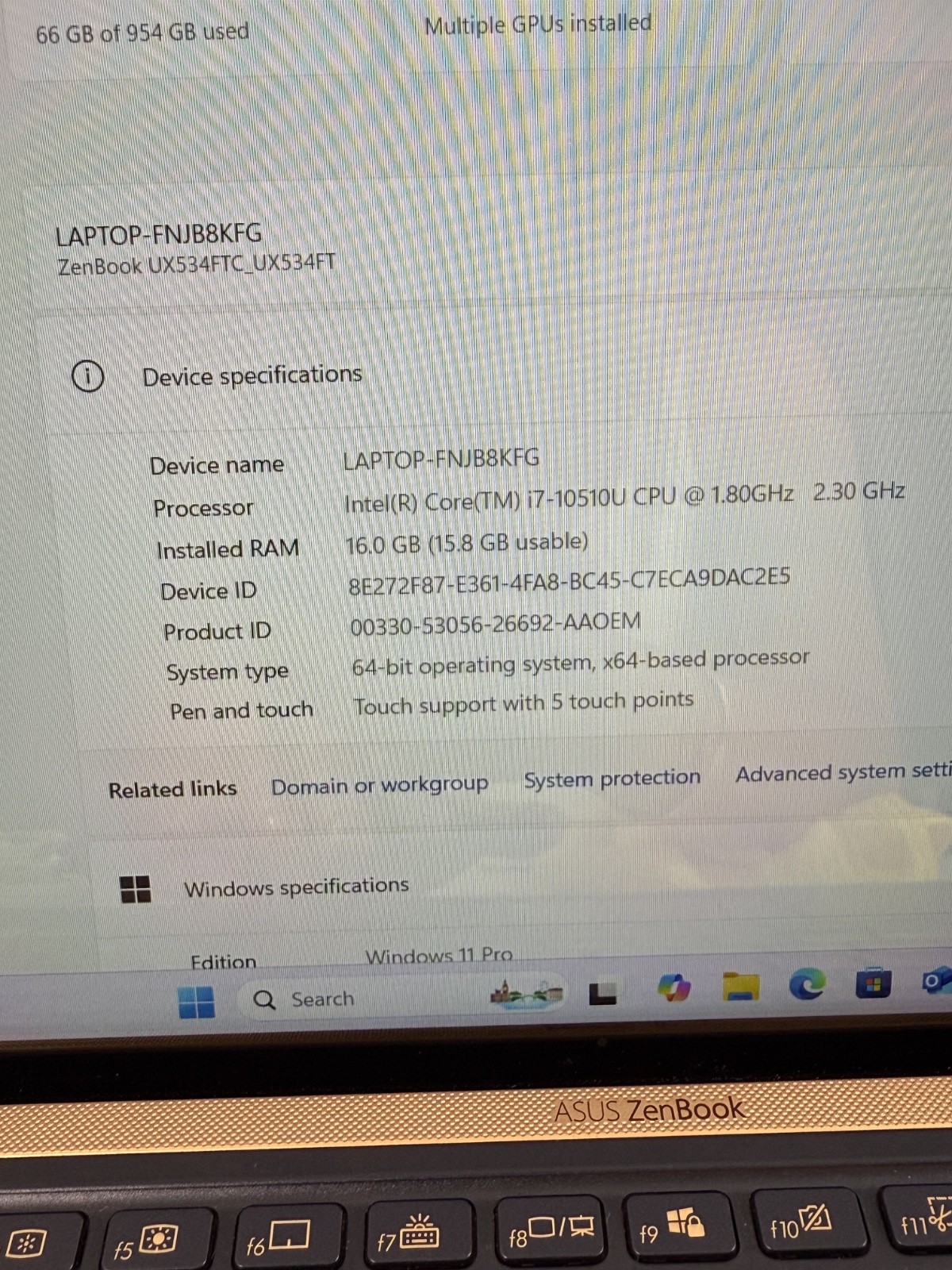 ASUS ZenBook 15 UX534FTC Intel i7 16GB RAM 1TB SSD NVIDIA GeForce GTX 1650 #H423