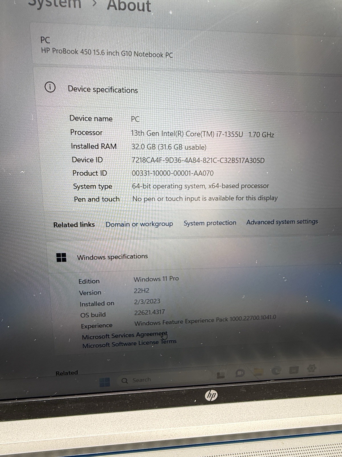 HP ProBook 450 G10 15.6 FHD 1.7 GHz i7-1355U 32GB 1TB SSD Good