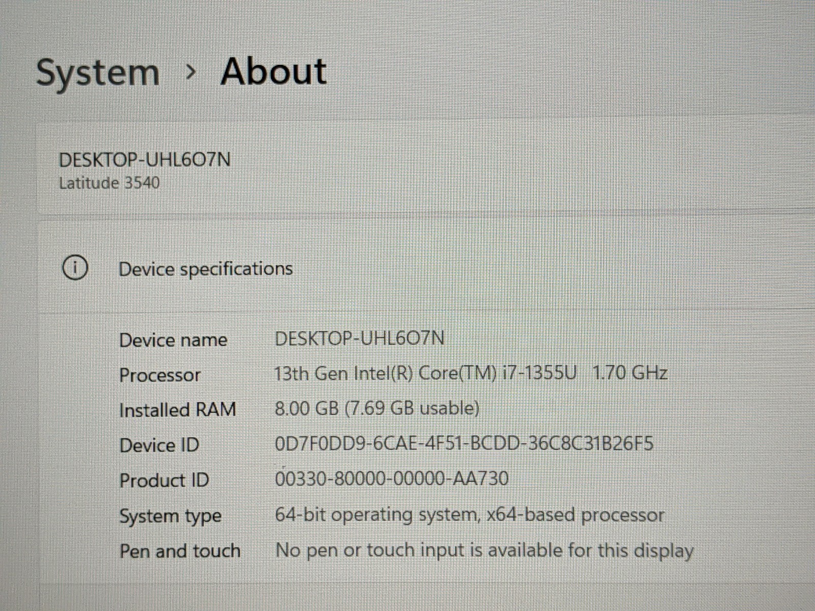 Dell Latitude 3540 15.6″ FHD i7-1355U 1.7GHz 8GB 256GB SSD WRNTY-11/2026 +PowrAd