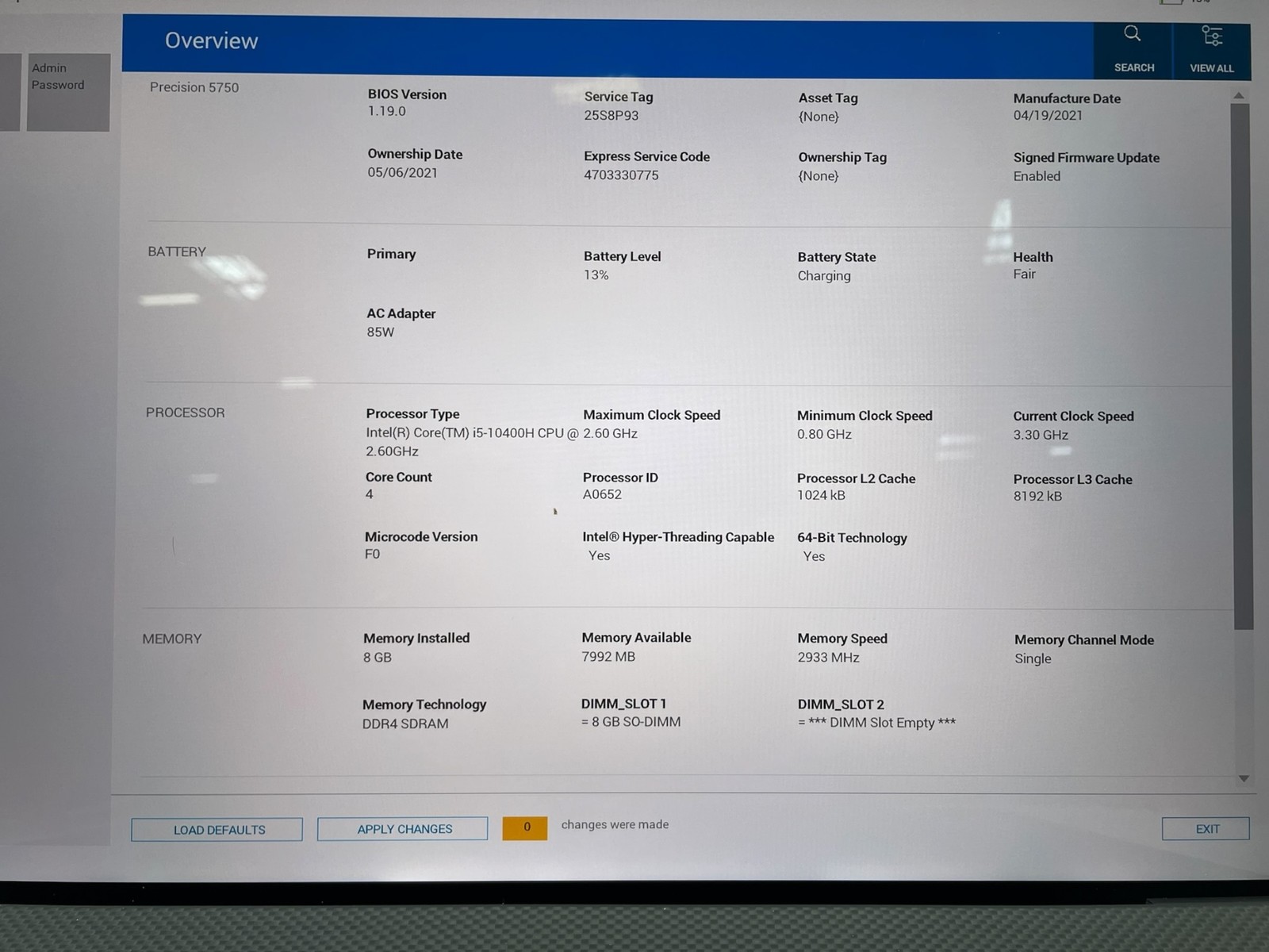 Dell Precision 5750 15″ – i5 2.6GHz – 8GB RAM – 256GB SSD – Grade D