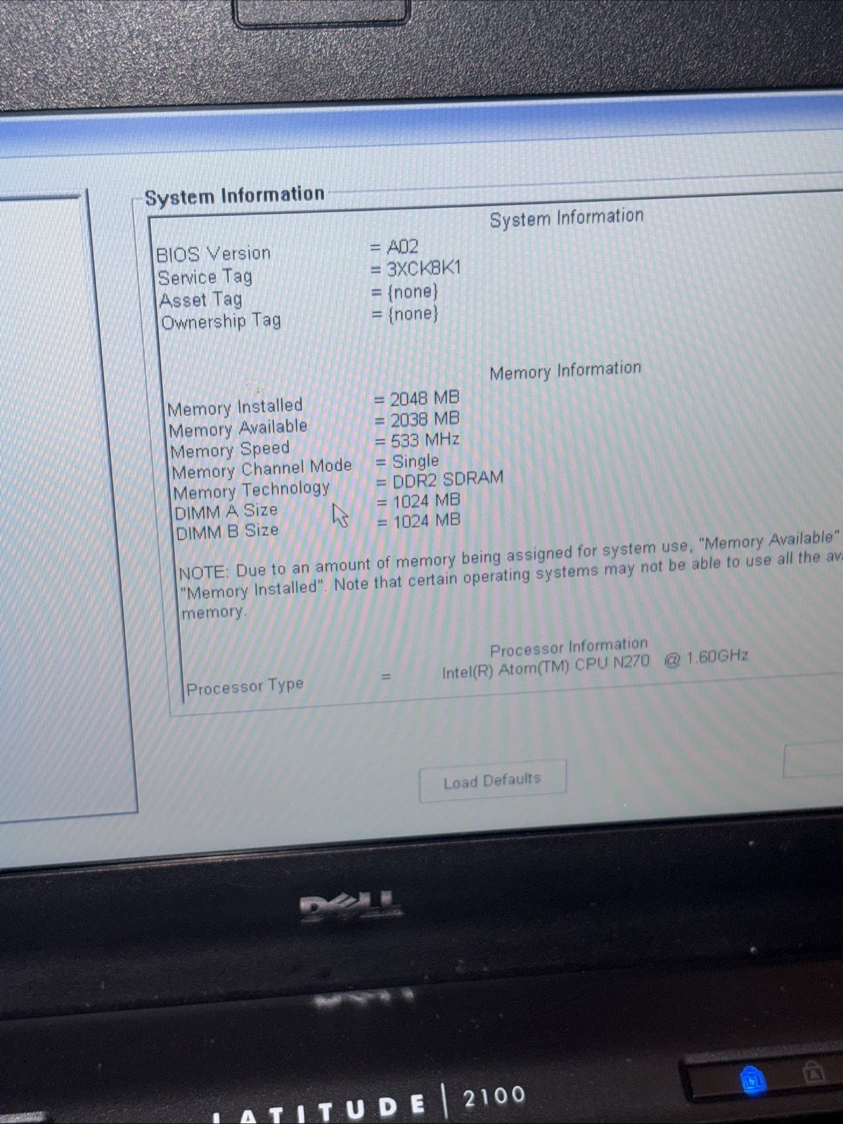 Dell Latitude 2100 10.1″ Laptop Intel Atom N270 1.50GHz 2GB RAM | 80 GB HD