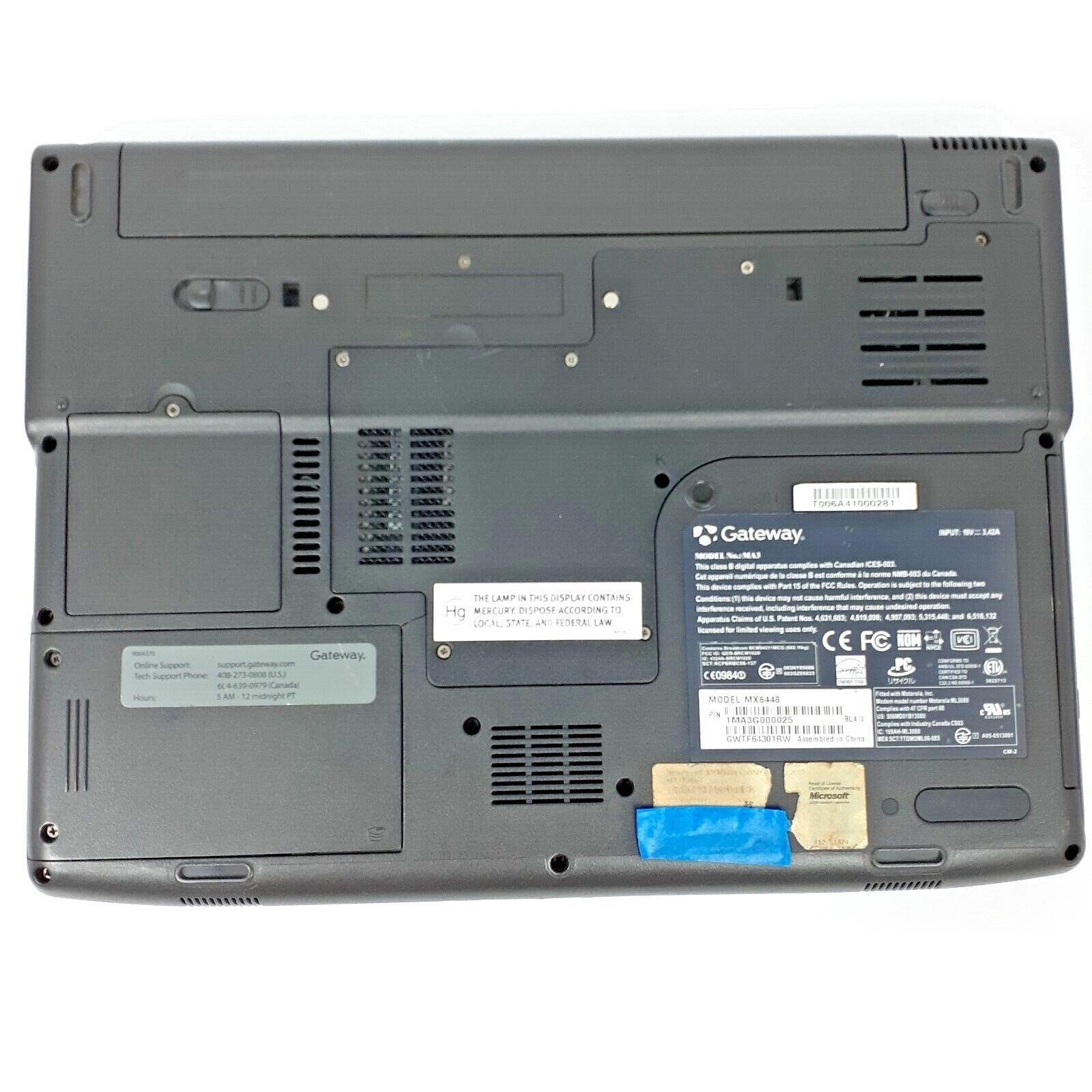 Gateway MA3 MX6448 15.4″ AMD Turion 64X2 No HDD No RAM For PARTS Or REPAIR