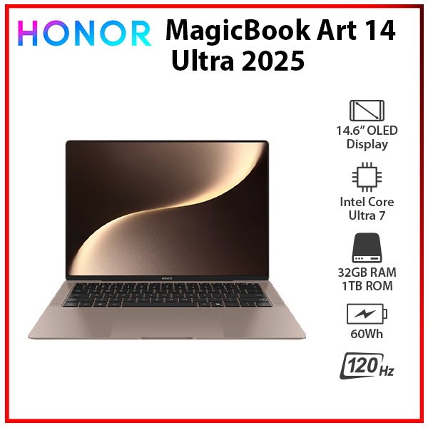 Honor MagicBook Art 14 2025 BROWN Ultra 7 32GB RAM 1TB SSD Windows PC Laptop