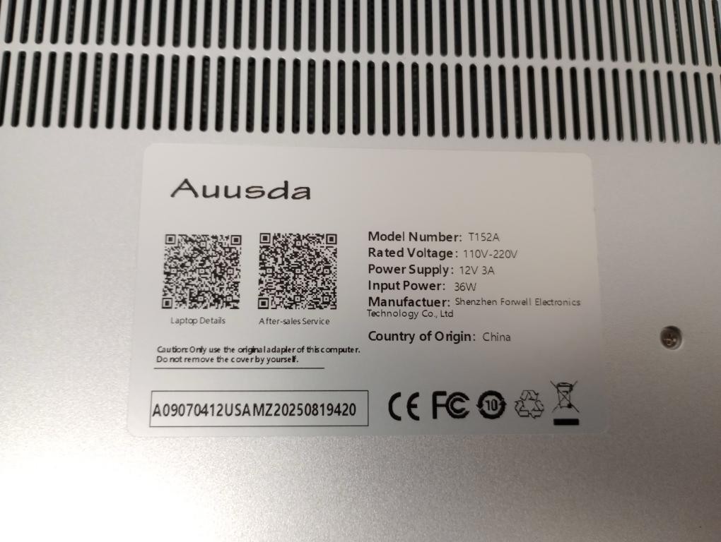 15″ AUUSDA T152A WINDOWS 11 LAPTOP 16GBRAM@INTEL N95 1TBSSD (P08036041)