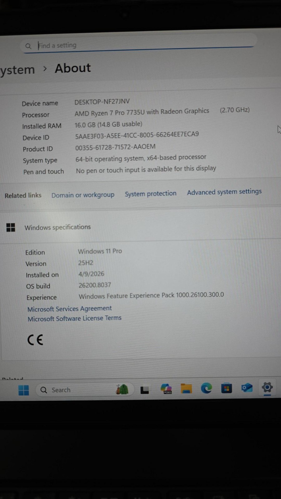 Lenovo ThinkPad L14 Gen 5 Ryzen 7 PRO 7735U 16GB 256GB W11P/Original box charger