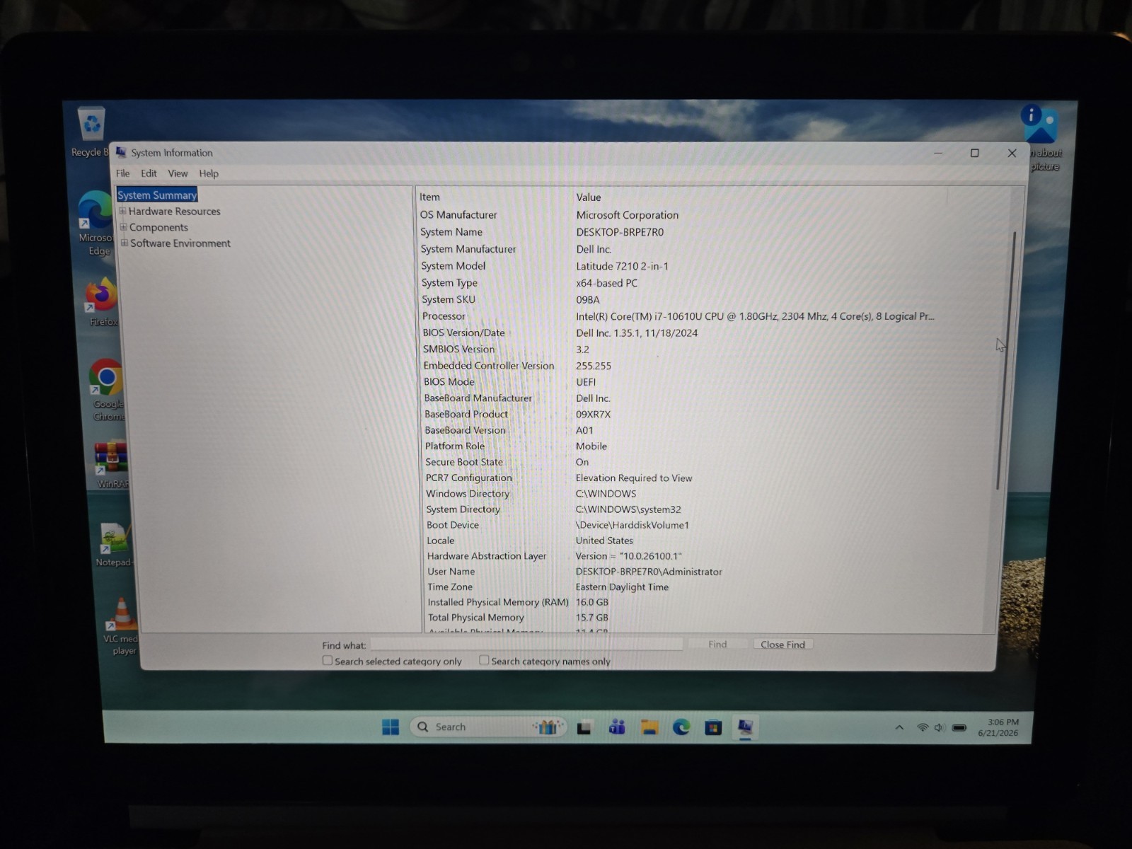 Dell Latitude 7210 touchscreen Core I7-10610U, 16GB RAM, 256GB SSD, Win 11 Pro