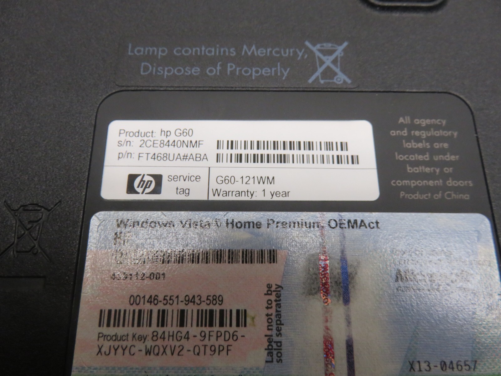 HP G60-121WM Laptop AMD Sempron SI-40 3GB Ram Nvidia GPU No HDD or Battery