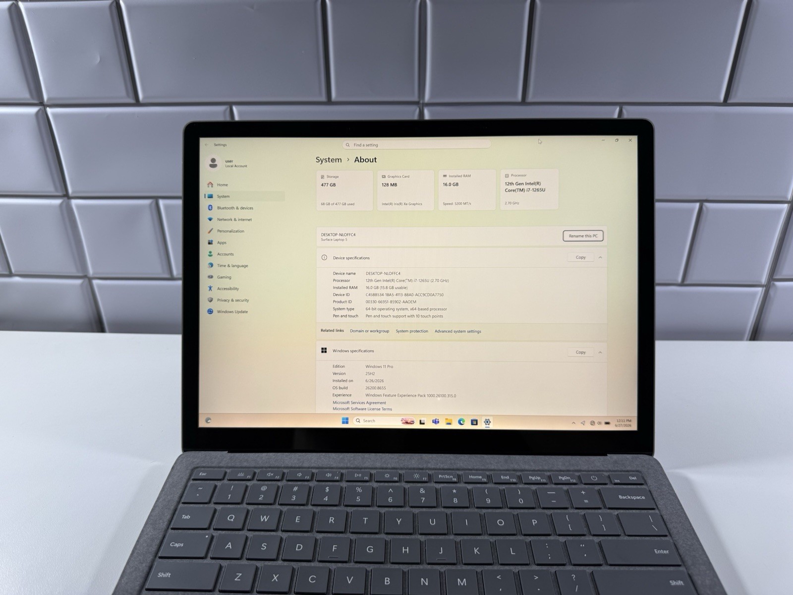 Microsoft Surface Laptop 5 13.5” 1950 Intel Core i7-1265U 16GB RAM 512GB READ”