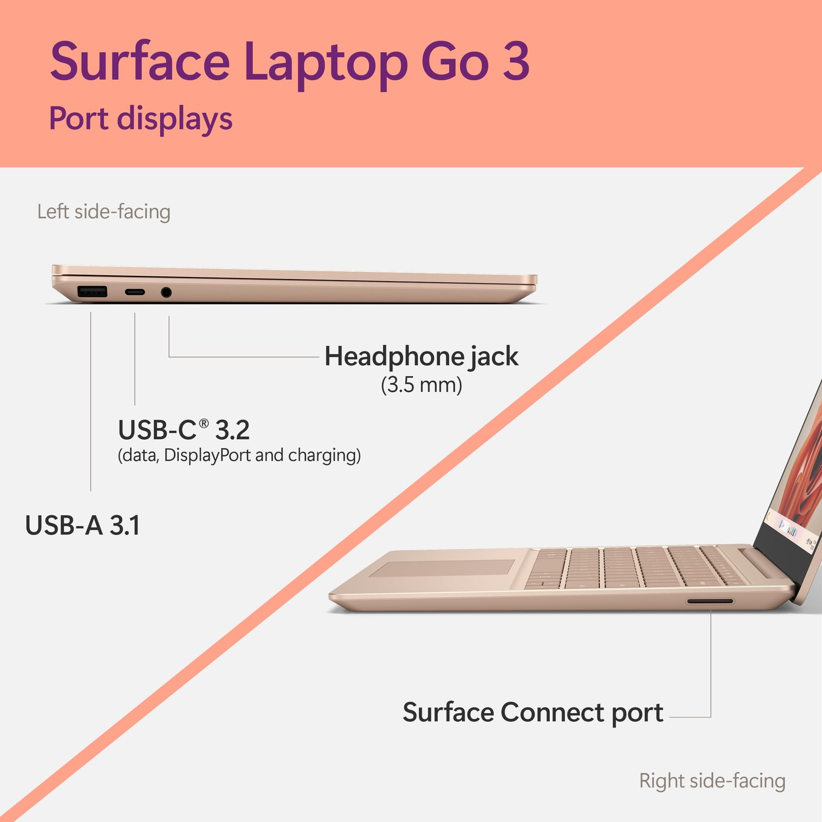 Surface Laptop Go 3 – Touch – i5-1235U – 8GB RAM – 256GB SSD – Sandstone