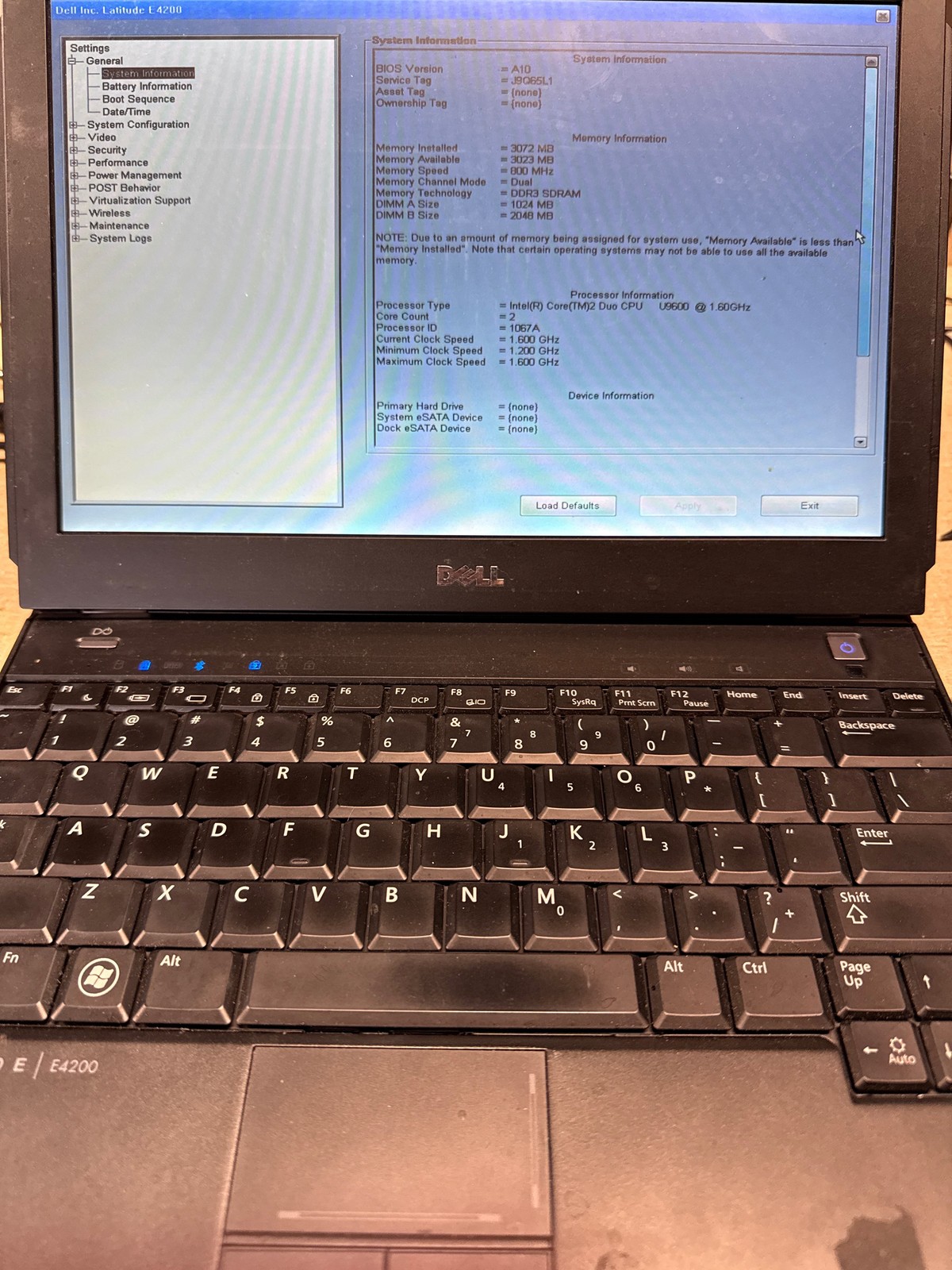 Dell Latitude E4200 Core 2 Duo U9600 1.6GHz 3GB No Drive 12.1″ 1280×800