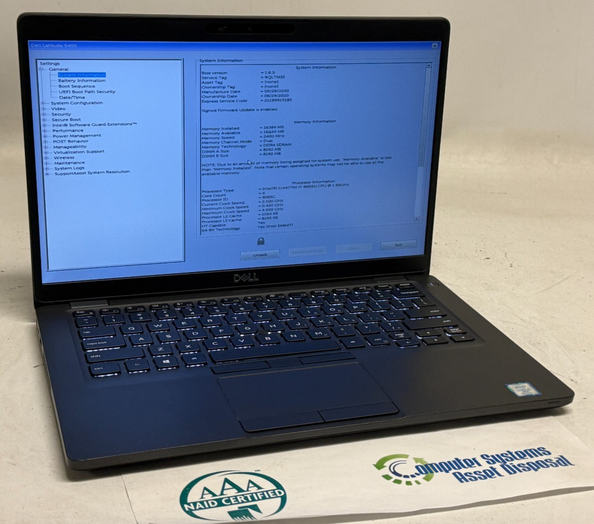 Dell Latitude 5400 14″ (i7-8665u 1.90GHz – 16GB RAM – 512GB SSD – Win11Home)