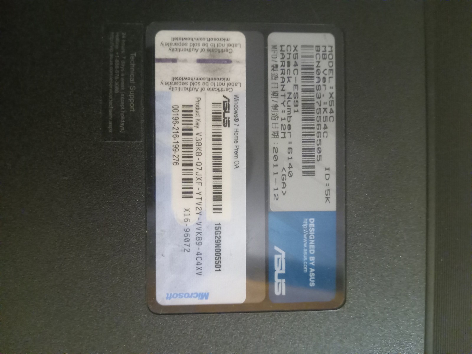Asus X54C-ES91 Laptop Dual-Core B960 (2.20 GHz) 500GB HD 4gb Ram REPAIR