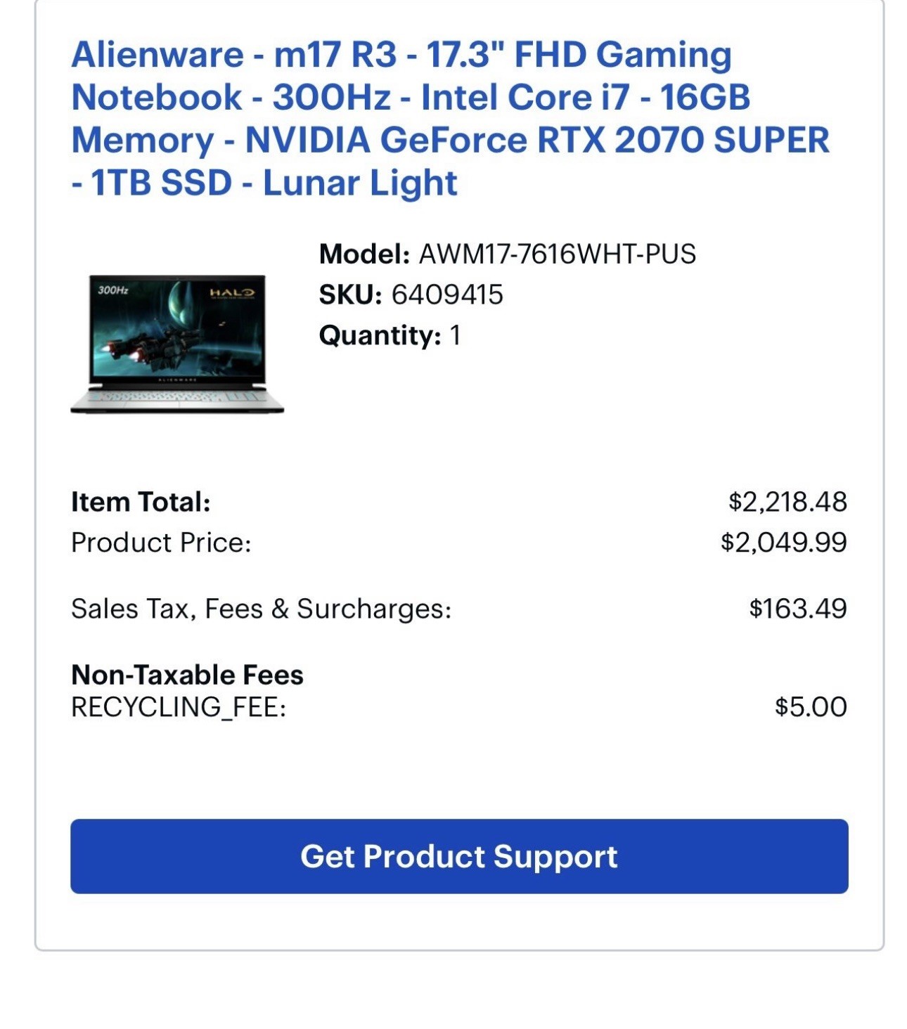 Alienware M17 R3 17.3 inch (1TB, Intel Core i7 10th Gen., 16GB) Gaming Laptop