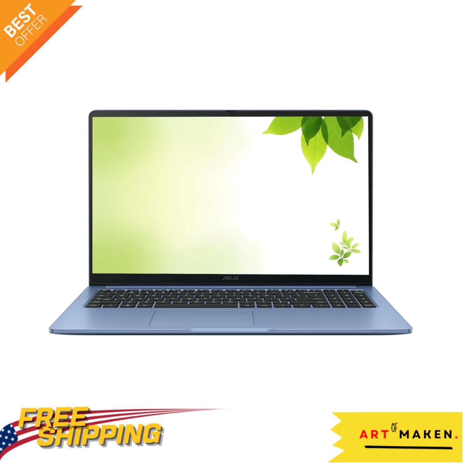 Pastel Blue 2026 15″ FHD IPS Chromebook – Intel 2.80GHz, 4GB RAM, HDMI Video Out