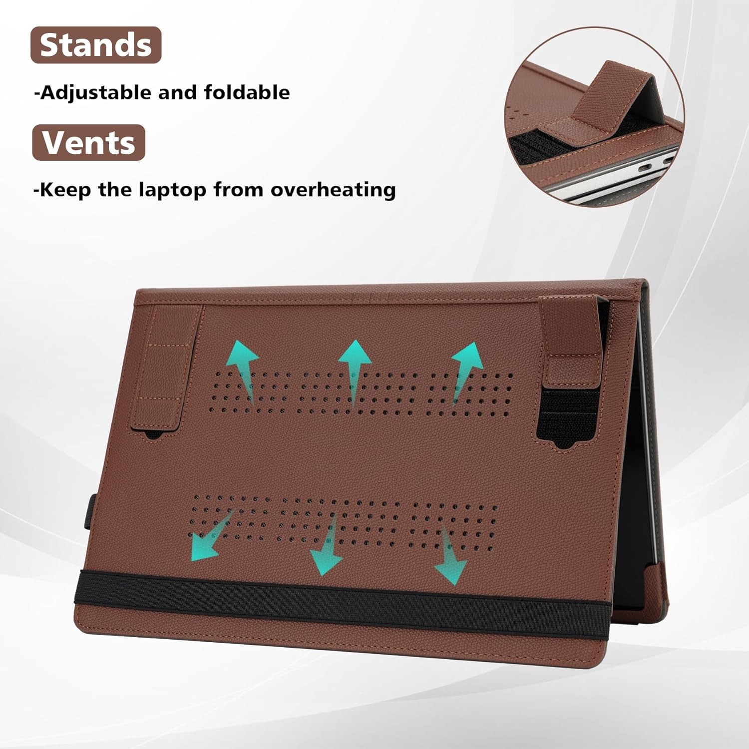 PU Leather MacBook Pro 13 Inch Case 2016-2025 with Stand & Vents, Brown, M2 A2