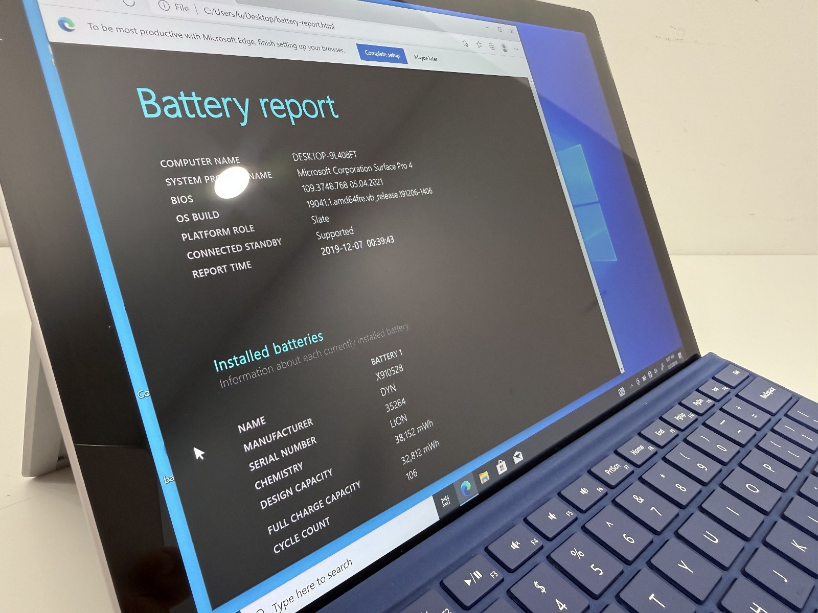 Microsoft Surface Pro 4 i7-6650U CPU @ 2.20GHz 8 GB RAM 256 GB Win 10 Pro
