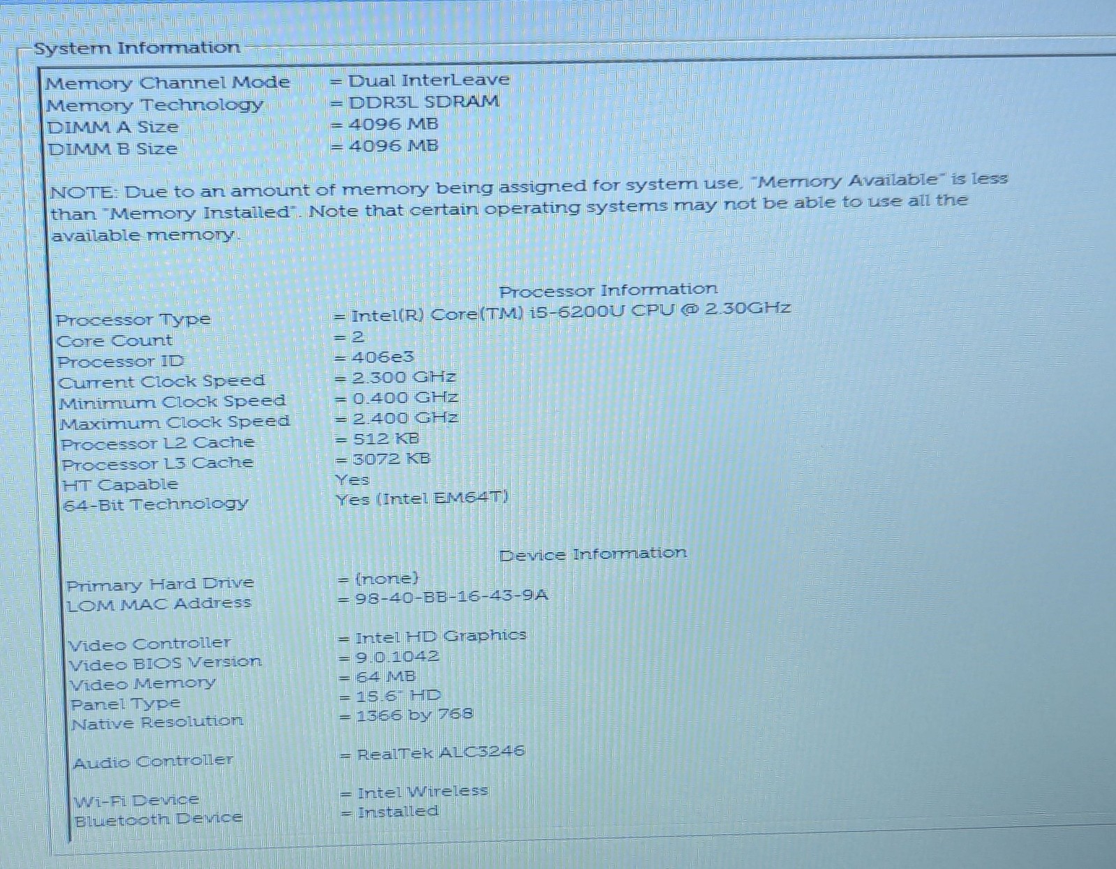 Incomplete Dell Latitude 3570 15.6″ Laptop i5-6200U 2.30GHz 8GB RAM – *READ*